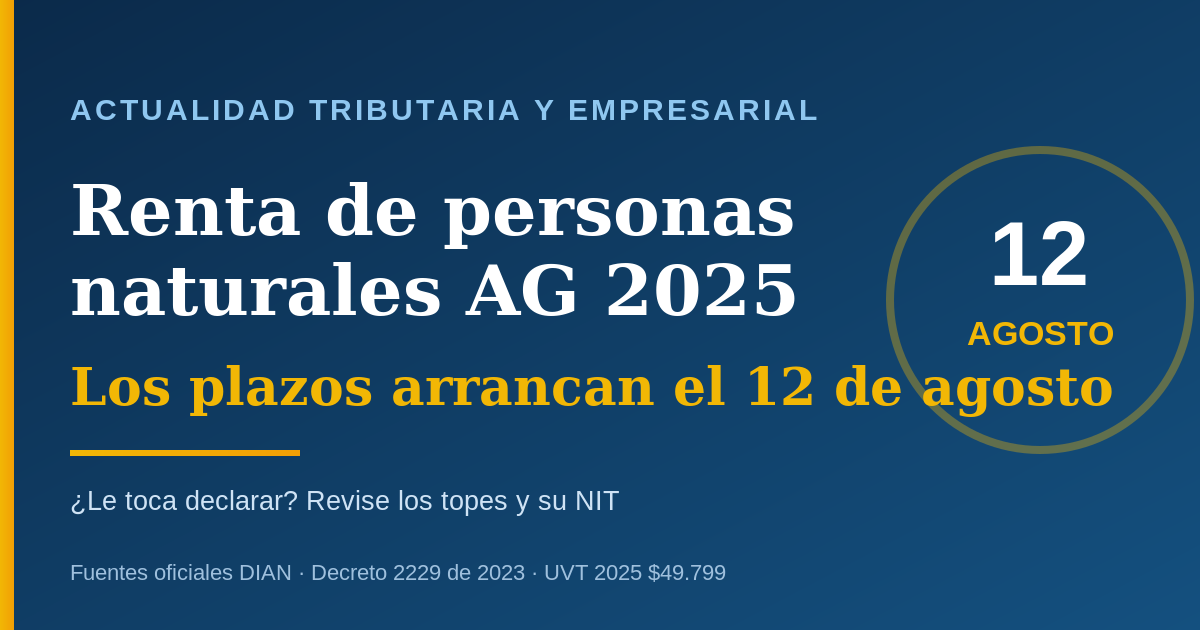 Renta de personas naturales AG 2025: los plazos arrancan el 12 de agosto — ¿le toca declarar? — escrito por Alejandro Herazo Mejía