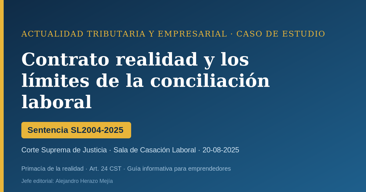 Caso de estudio: contrato realidad y hasta dónde protege una conciliación laboral (Sentencia SL2004-2025) Escrito por Alejandro Herazo Mejía
