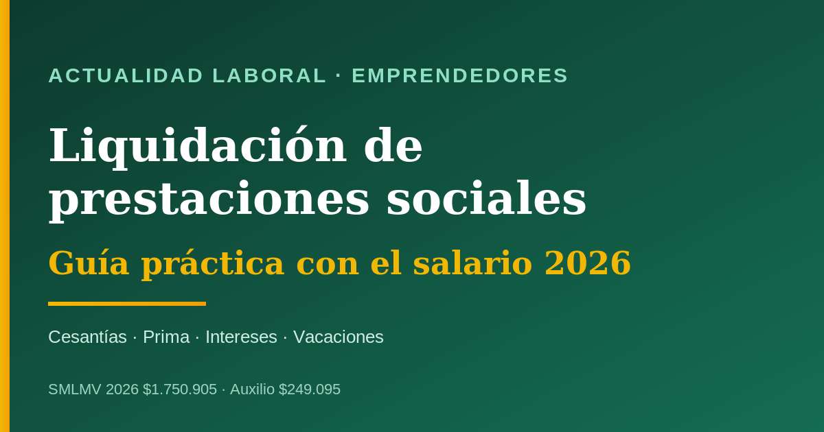 Cómo liquidar las prestaciones sociales en 2026: guía práctica con el salario mínimo vigente — escrito por Alejandro Herazo Mejía