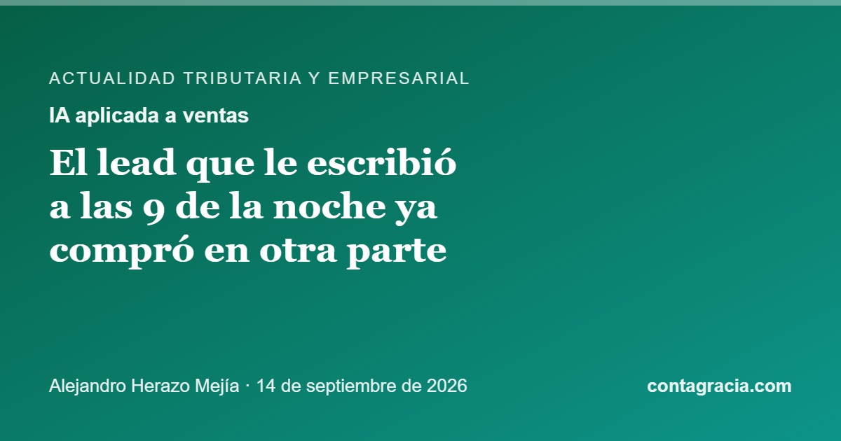El lead que le escribió a las 9 de la noche ya compró en otra parte: CRM automático, chatbot con IA que agenda en su Google Calendar y un embudo que se mueve solo — escrito por Alejandro Herazo Mejía