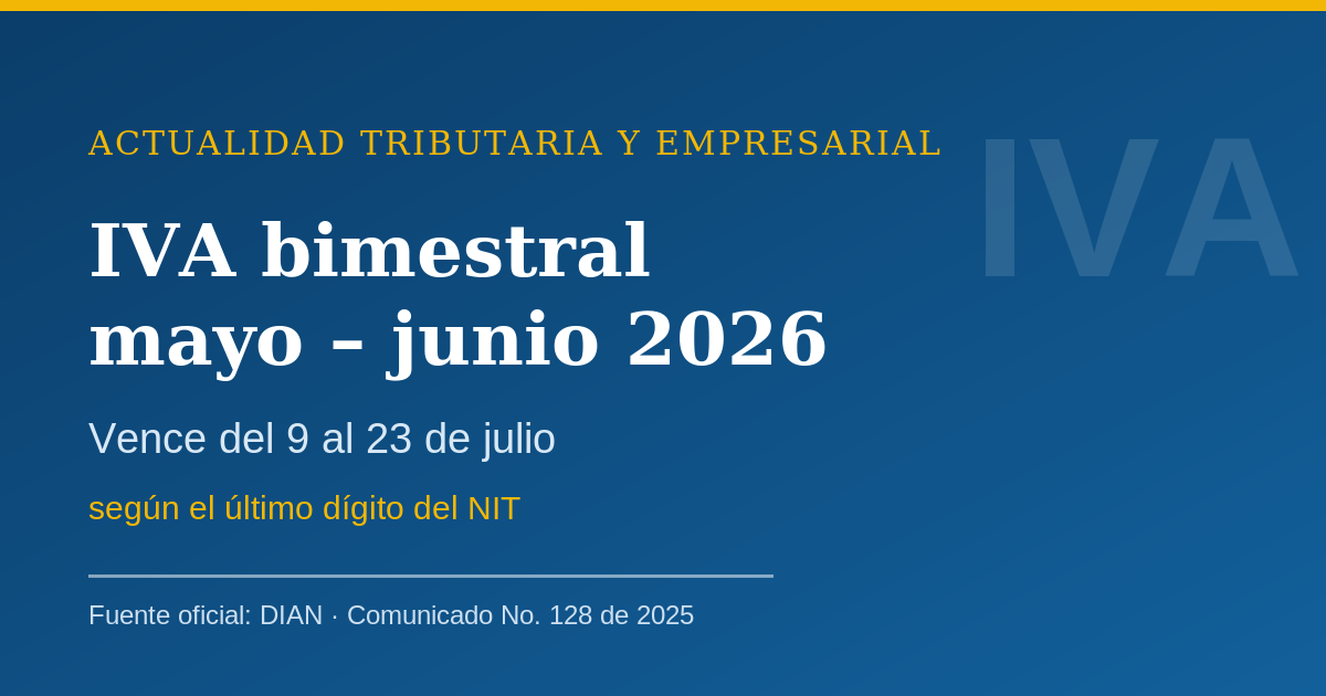 IVA bimestral mayo–junio de 2026: los plazos vencen entre el 9 y el 23 de julio