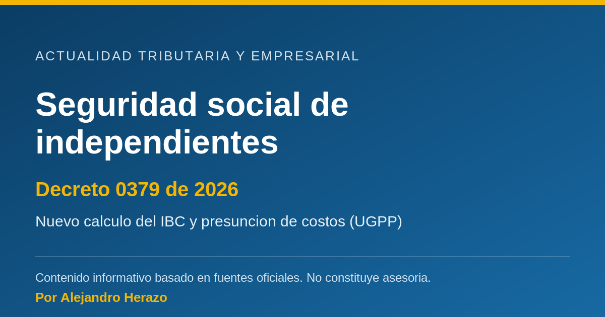 Seguridad social de independientes: cómo cambia el cálculo de aportes con el Decreto 0379 de 2026